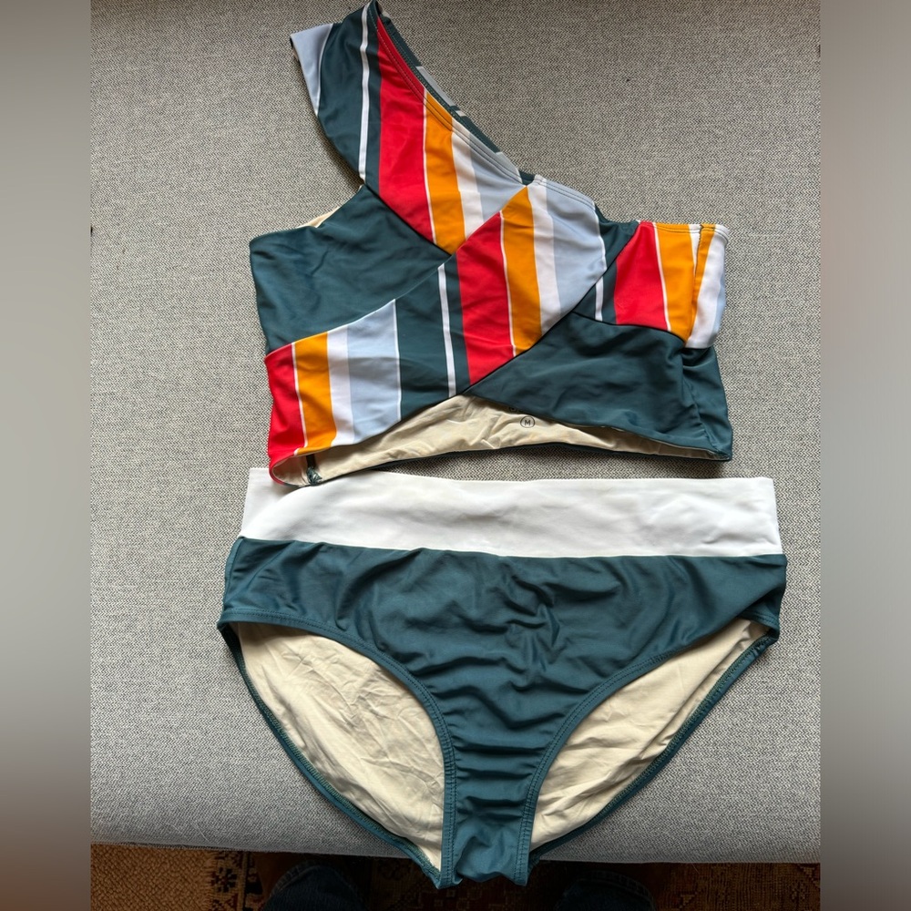 2piece Nani swimwear bikini with patchwork crop top and midrise bottom in Medium